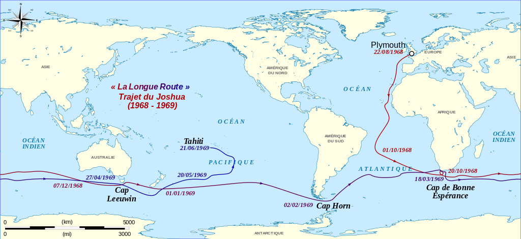 La Longue Route, voyage de Bernard Moitessier sur le Joshua, entre 1968 et 1969